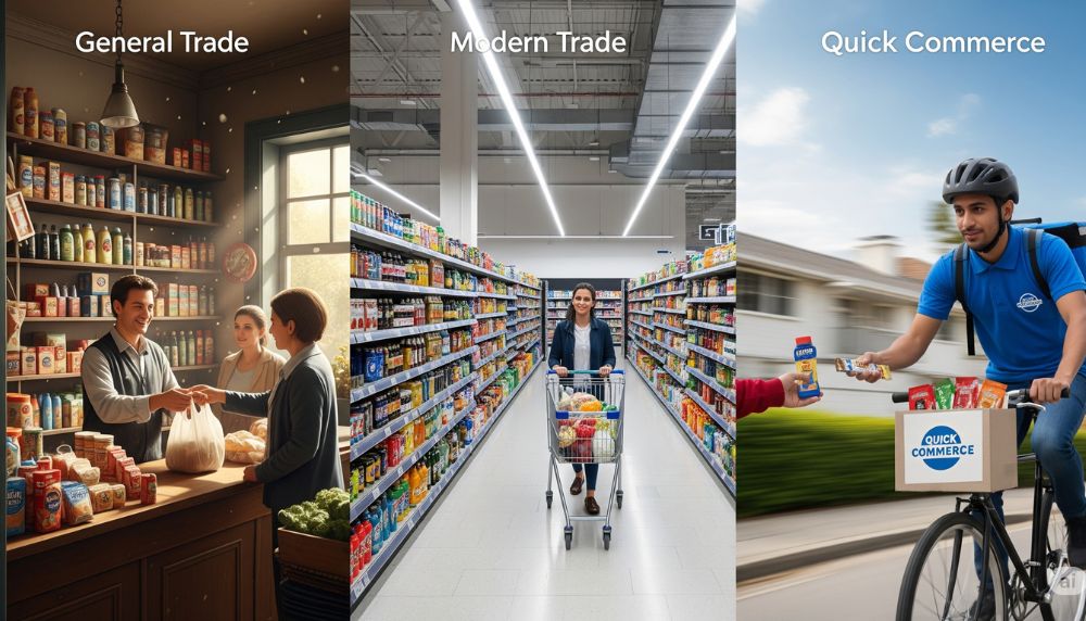 General Trade vs. Modern Trade vs. Quick Commerce in FMCG: Key Differences & Growth Opportunities